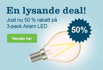 50 % rabatt på 3-pack Airam Led