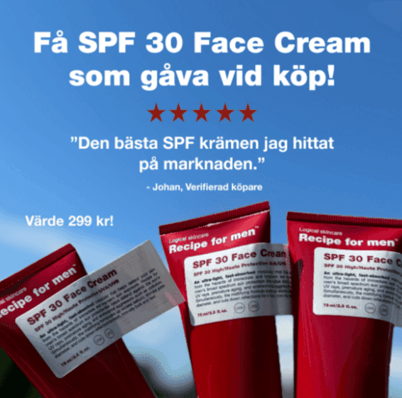 Få SPF 30 Face Cream på köpet hos Recipe for men