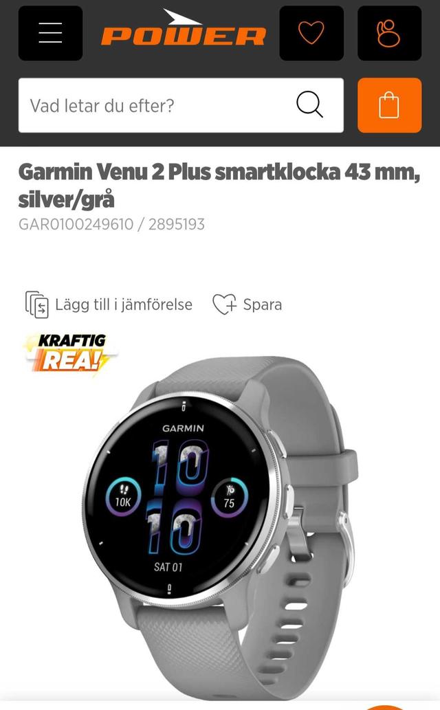 Garmin Venu 2 Plus Smartwatch 43mm Silver/Gray