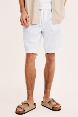 Herrshorts i vitt linnemix