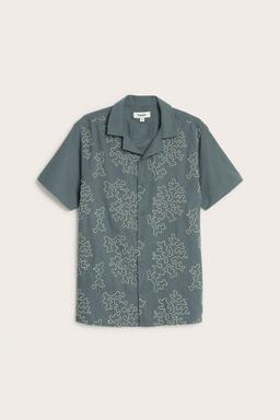 Herr Resortskjorta Mörkgrå med Broderi