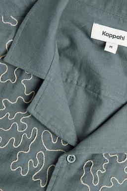 Herr Resortskjorta Mörkgrå med Broderi