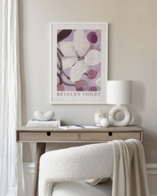 Rêves en Violet Poster - Pastellfärgade Blommotiv