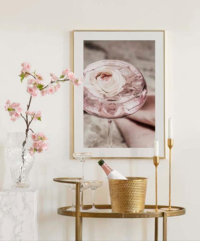 Rose Cocktail No2 Poster - Rosa Drinkmotiv