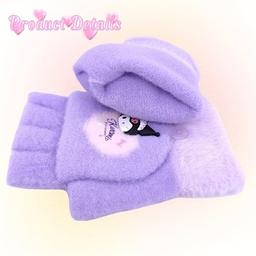 Sanrio Vinterstickade Halvfingervantar - Kuromi Melody