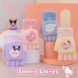 Sanrio Vinterstickade Halvfingervantar - Kuromi Melody