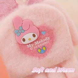 Sanrio Vinterstickade Halvfingervantar - Kuromi Melody