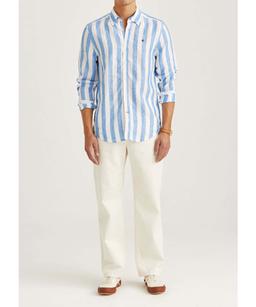 Douglas Linen Stripe Shirt in Blue