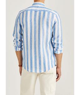 Douglas Linen Stripe Shirt in Blue