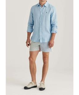 Douglas BD Linen Shirt in Blue - 801500-56