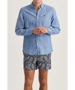 Douglas BD Linen Shirt in Blue - 801500-56