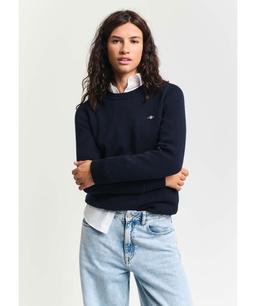 Classic Cotton C-Neck Sweater - Dark Blue