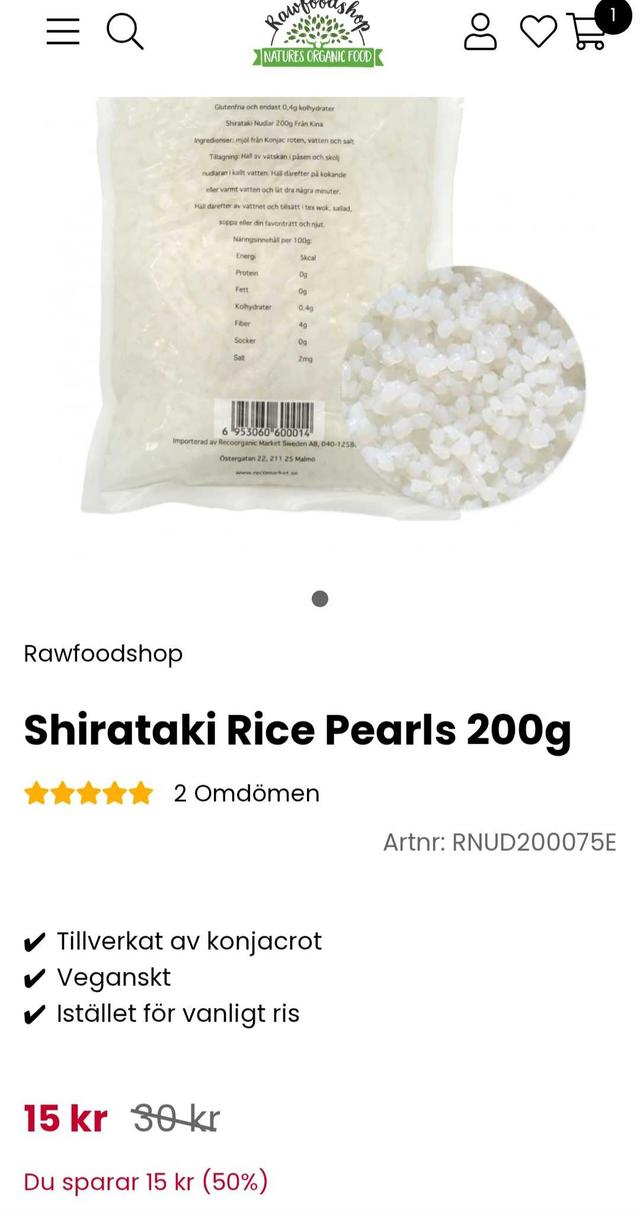 Shirataki Rice Pearls 200g - Rawfoodshop