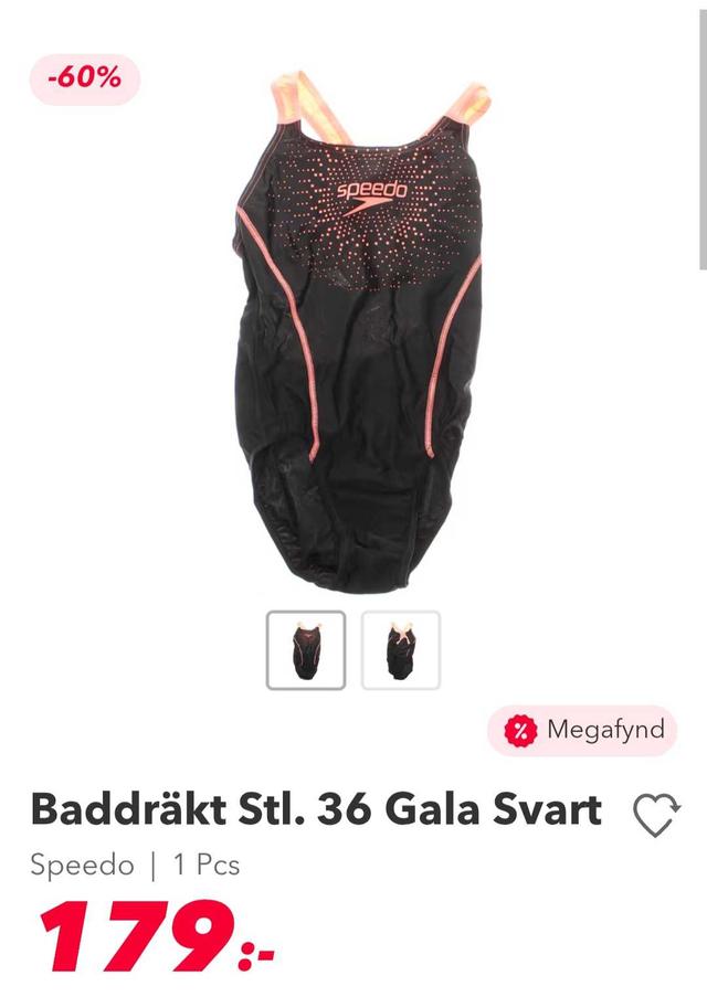 Speedo Gala Baddräkt Svart Stl. 36