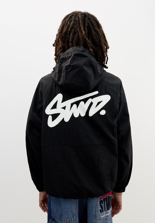 PULL&BEAR STWD Hooded Raincoat - Black