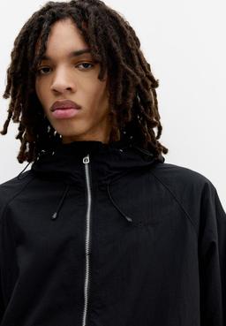 PULL&BEAR STWD Hooded Raincoat - Black