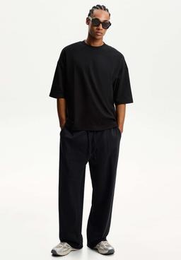 Bershka Svart Wide-Leg Träningsbyxor