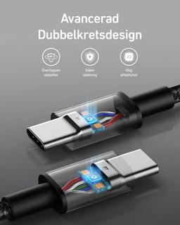 Anker 100W USB-C till USB-C kabel, 3 m - svart