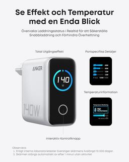 Anker 140W USB-C 4-portars snabbladdare för laptops m.m.