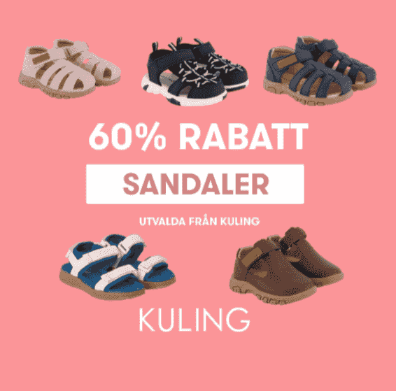 60 % rabatt på alla sandaler för barn hos Babyshop