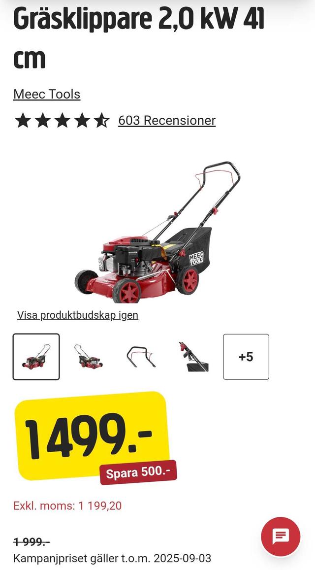 Gräsklippare Meec Tools 2,0 kW 41 cm