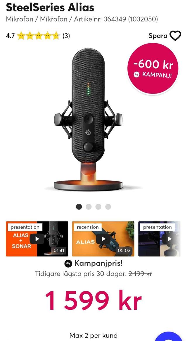 SteelSeries Alias Streaming & Podcasting Microphone