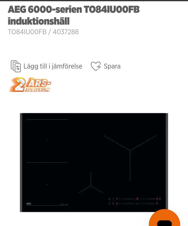 AEG 6000-serien TO84IU00FB Induktionshäll