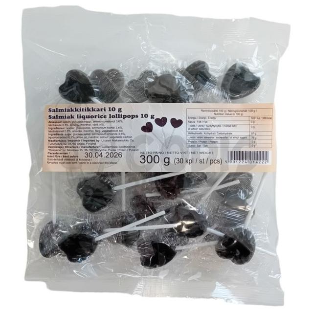 Hjärtformade Salmiakklubbor 10g - 30 st