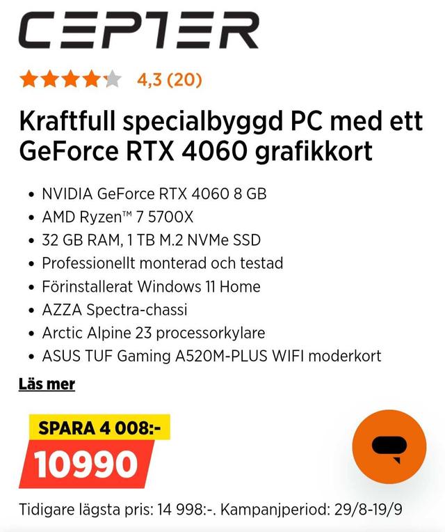 Cepter E-Sport R46 Wi-Fi Desktop PC