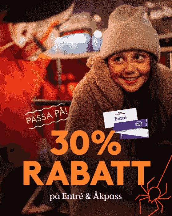 30 % rabatt på entré och åkpass hos Liseberg