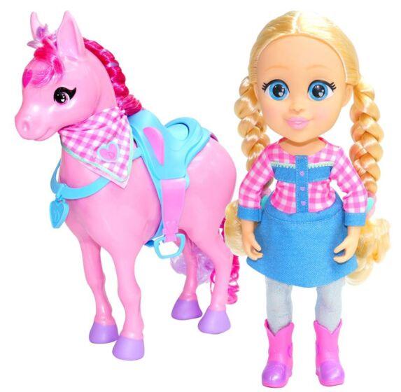 Love Diana cowgirldocka med häst, lysande hår