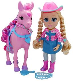 Love Diana cowgirldocka med häst, lysande hår