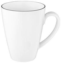 Vit vågformad kaffekopp med fat