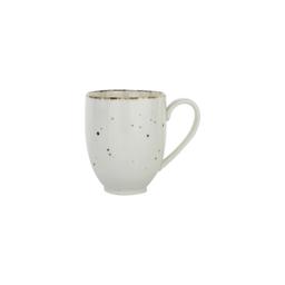 Vit vågformad kaffekopp med fat