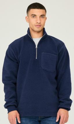 Mörkblå Herrfleecetröja med Half Zip