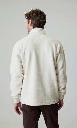 Off White Fleecetröja med Half Zip Herr