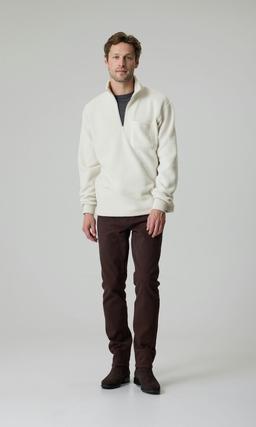 Off White Fleecetröja med Half Zip Herr