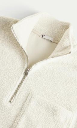 Off White Fleecetröja med Half Zip Herr