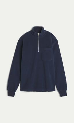 Off White Fleecetröja med Half Zip Herr
