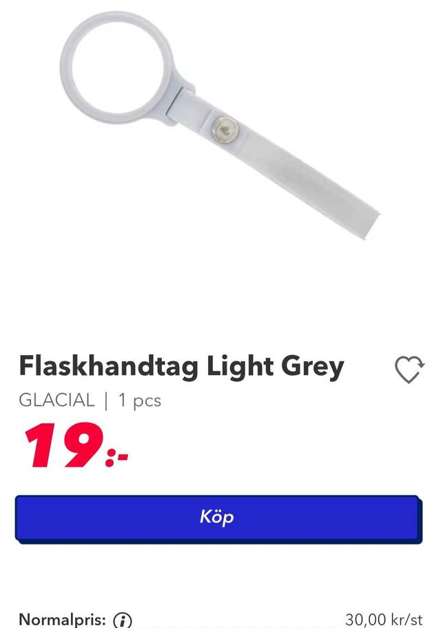 Flaskhandtag Ljusgrå 1 st GLACIAL