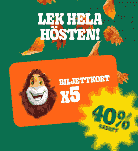 Upp till 40 % rabatt på biljettkort x5 hos Leos Lekland