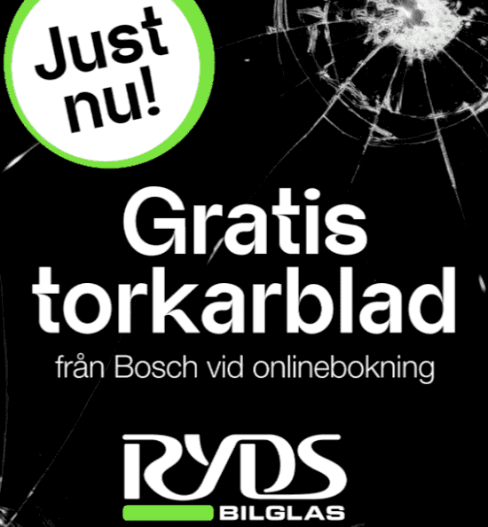Gratis torkarblad från Bosch hos Ryds Bilglas vid bokning