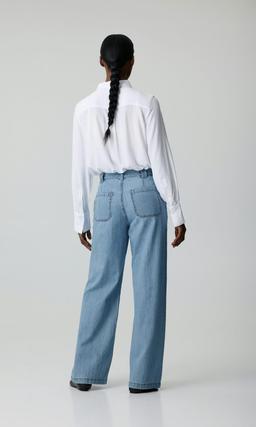 Ljusblå Slouchy Wide Jeans Dam
