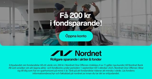 Nya kunder hos Nordnet får 200 kr i fondsparande