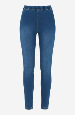 Mellanblå Denimleggings i Stretchtyg