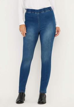 Mellanblå Denimleggings i Stretchtyg