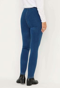 Mellanblå Denimleggings i Stretchtyg