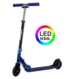 Blå Rask 145mm sparkcykel med LED-ljus