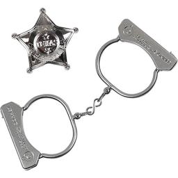 Metallisk Sheriffstjärna och Handbojor Set