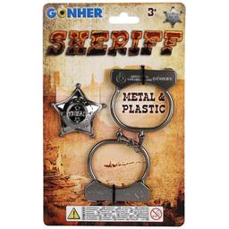 Metallisk Sheriffstjärna och Handbojor Set